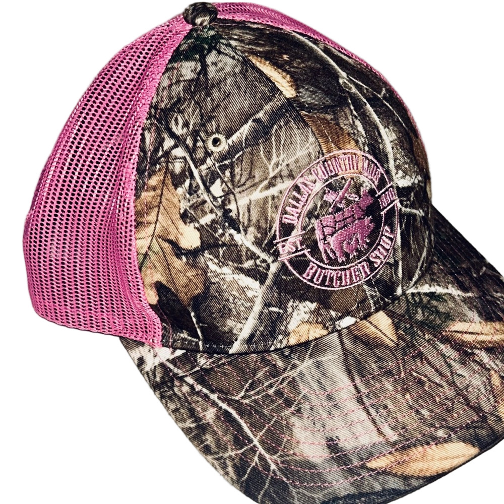 Custom made Camouflage Pink Trucker Hat Butcher Shop Dallas Country Club